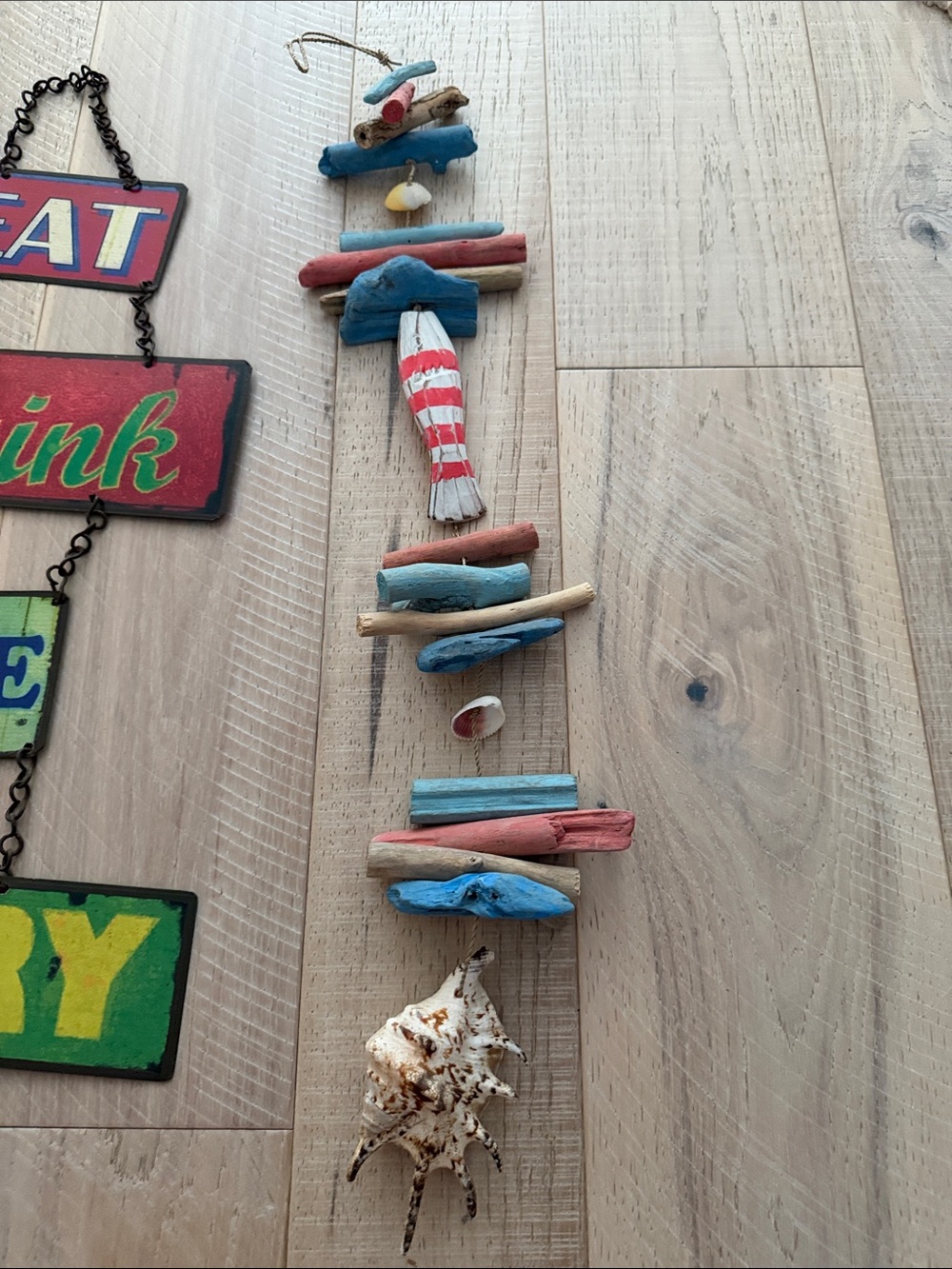 Coastal Driftwood Hanging Wall Decor - Blue, Red, Natural